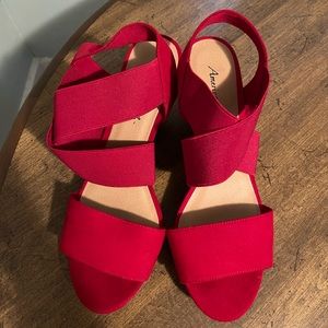 Deep red American Eagle by Payless wedge sandals! Worn once. Size 10